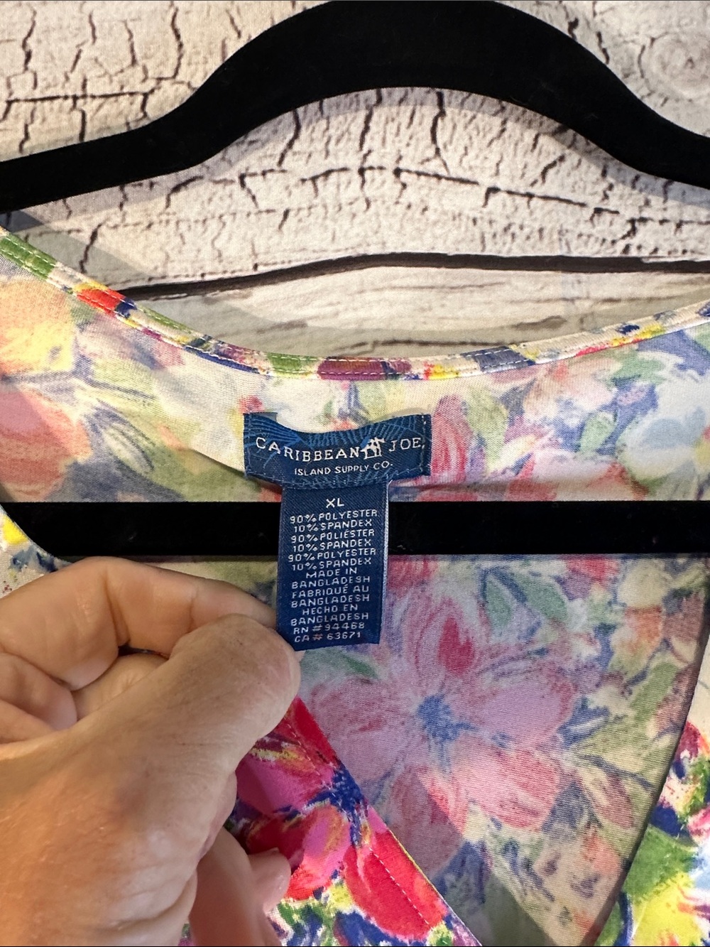 Caribbean Joe XL Floral Shift Dress Bell Sleeve Colorful Tropical Stretch Knit - Picture 2 of 4